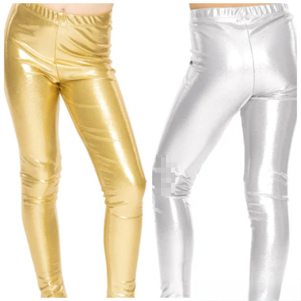 J. CREW Girls Metallic Gold&Silver Leggings NWOT